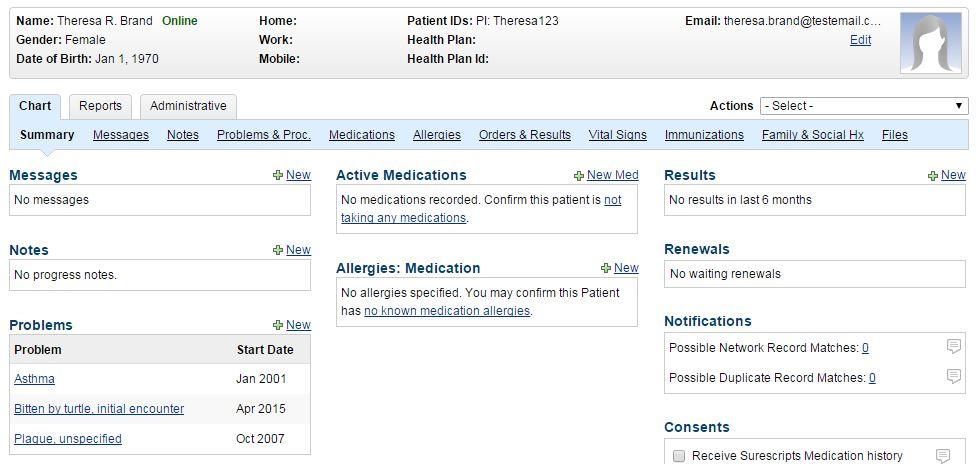 ICD-10 Test Scenario for Patient Chart Summary (RelayClinical Record Chart Tab) Scenario Verify that the Problems section is populated on the patient s Chart Summary tab.