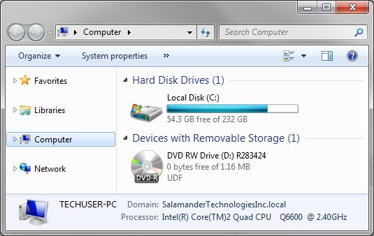 Step 4: Verify there is a minimum of 8 GBs of free space on the hard disk (typically