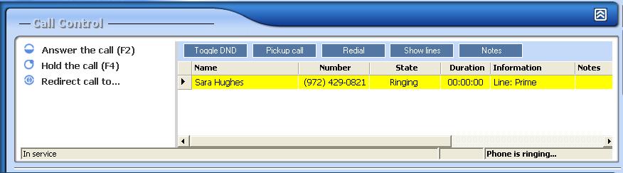 Answering Calls Answering an Incoming Call via Main Screen As incoming calls arrive, the caller ID Name/Number will appear and provide