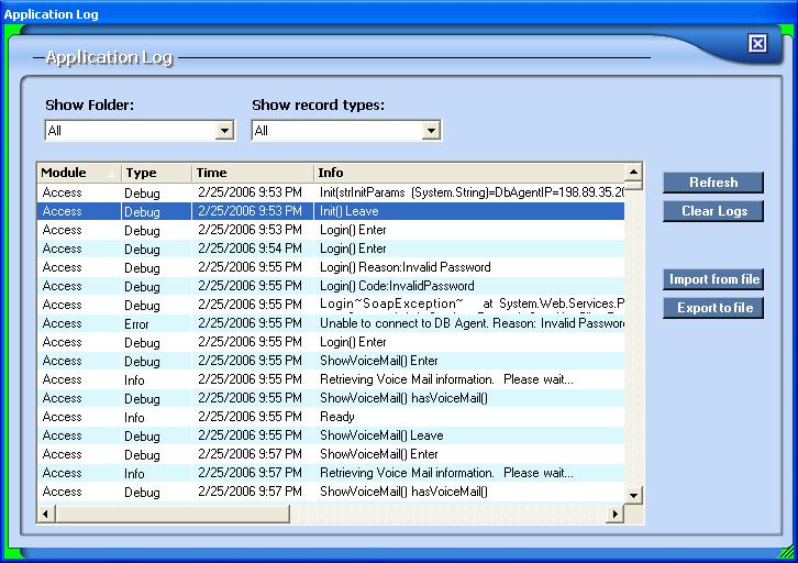 Event Log (Options) The Event Log folder can be used by the Enterprise Admin to