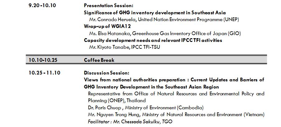 Workshop on Capacity Development Role for GHG Inventory Preparation in ASEAN countries: