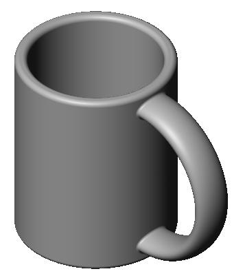 A couple of examples are shown at the right. There are two specific requirements: Use a revolve feature for the body of the mug.