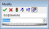 Lesson 2: Basic Functionality Add Dimensions 1 Click Sketch > Smart Dimension. The pointer shape changes to. 2 Click the top line of the rectangle.