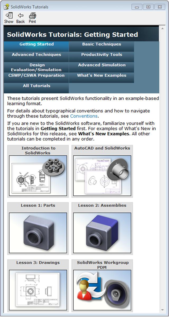 i Introduction SolidWorks Tutorials The CAD Student Guide is a companion resource and supplement for the SolidWorks Tutorials.