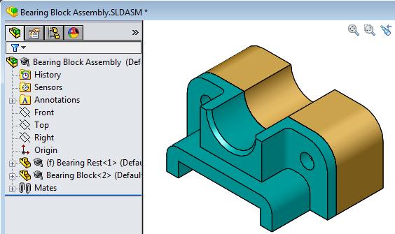 Lesson 5: SolidWorks Toolbox Basics Exercises and Projects Bearing Block Assembly Add bolts and washers to fasten the bearing rest to the bearing block.