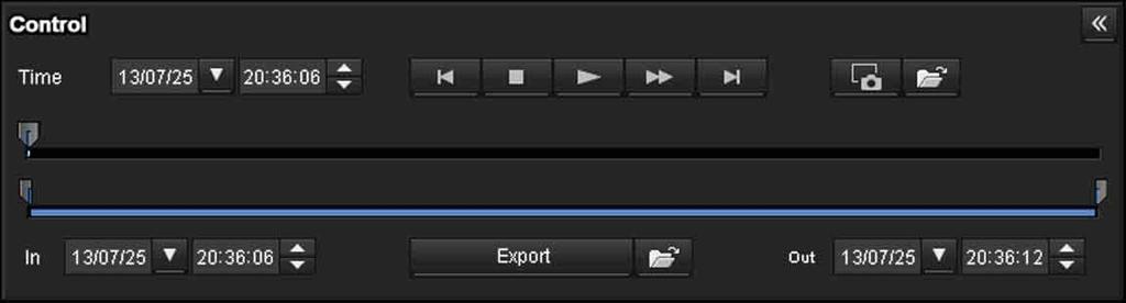 Also you can specify the start position for playback, playback time, save the movie or save the captured still image. If you click the button, the control panel (basic) is displayed.
