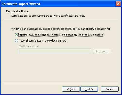 Administrating the Camera 3 Click Next. 2 Select the certificate you want to remove. The CA certificate is usually stored in Trusted Root Certification Authorities.