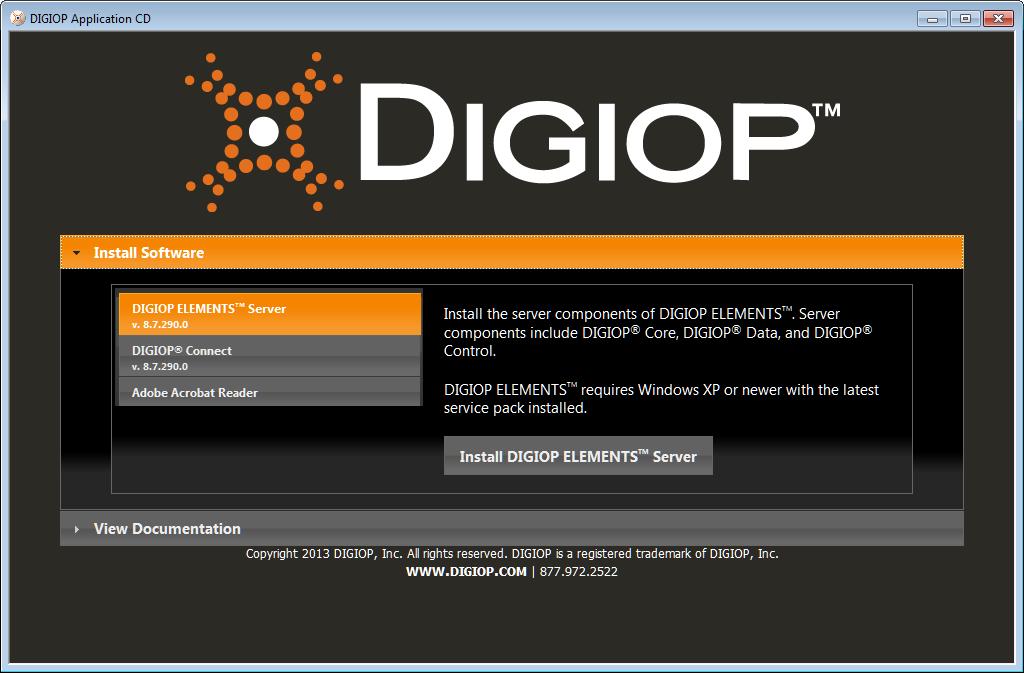 4 Install the DIGIOP ELEMENTS Server A.