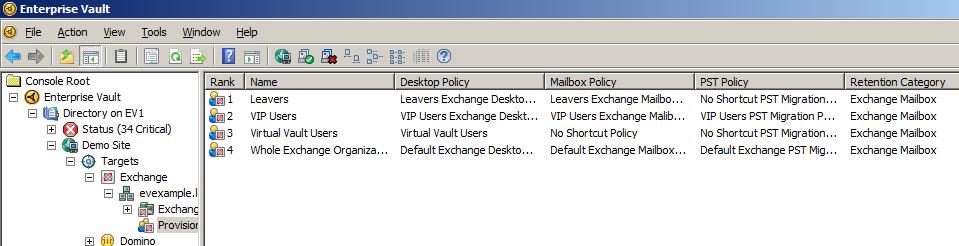 Exchange Archiving Provisioning Groups Provisioning Groups allow an administrator
