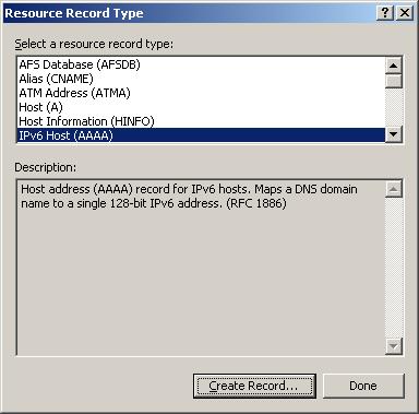 Figure 41 Selecting the resource record type e.