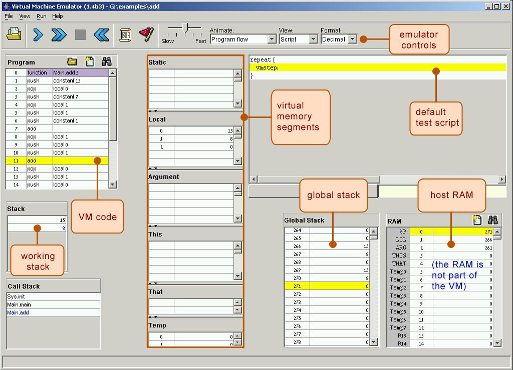 Software implementation: Our VM emulator (part of the course software suite) Elements of Computing