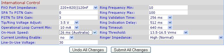 Click on the PSTN LINE tab. Figure 1.9 a. DISCONNECT TONE: 425@-30,425@-30;1(.375/.375/1+2) International Control Figure 1.