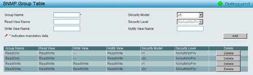 SNMP > SNMP > SNMP Group The SNMP Group page is used to maintain the SNMP Group Table associating to the users in SNMP User Table.