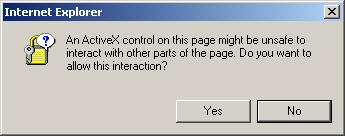 For the application to function, you need to allow Active-X interaction in you browser window.