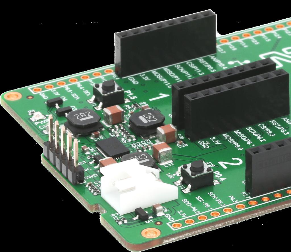 7. Power management and battery charger Clicker for PSoC 6 is equipped with the LTC586, a high-efficiency