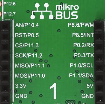 Since the CY8C67BZI-BLD5 uses custom defined peripheral pinout, Figure x.x shows how the mikrobus pinout should be configured. For example, P0.