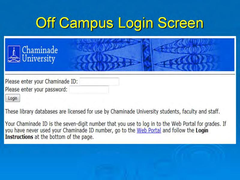 If you are off campus and click on a database, you will see this login screen.