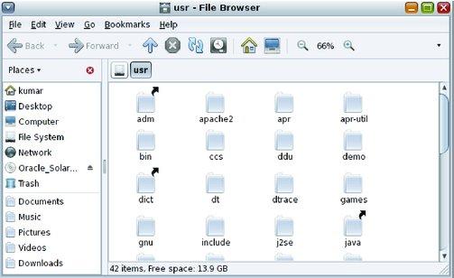 How to Display a Folder in a Browser Window FIGURE 8-3 File Browser Window The following table describes the components of a file browser window.