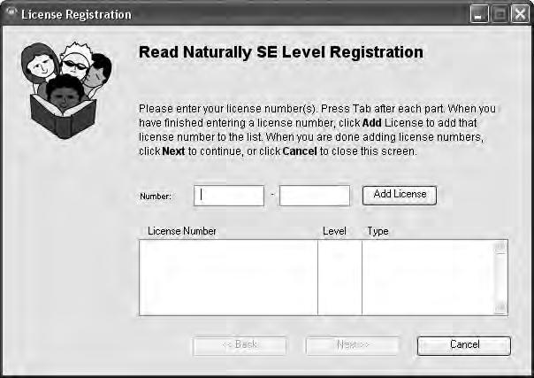 9 Click Next. Read Naturally SE is installed on your computer. When installation is complete, the Level Registration screen displays.