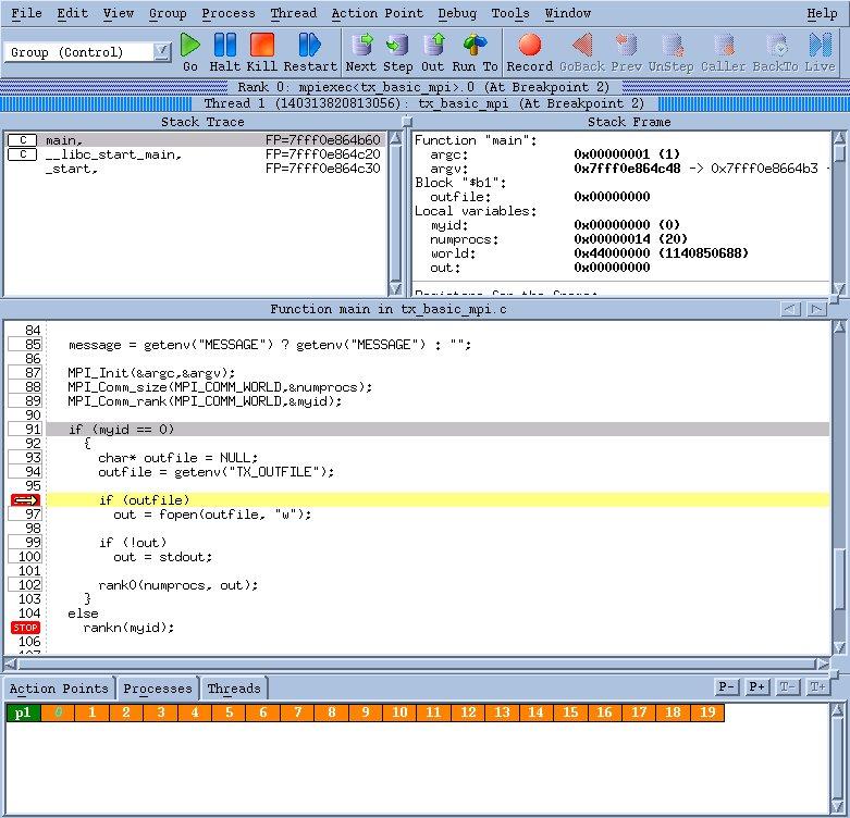 Debugging MPI Applica9ons Attach to