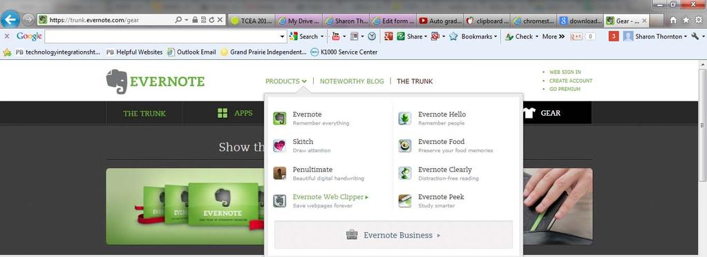 Put your mouse over the Products drop down arrow. Choose Evernote Web Clipper.