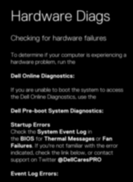 System Diagnostics: Link Startup Errors Check the System Event Log in the BIOS for Thermal Messages or Fan Failures.