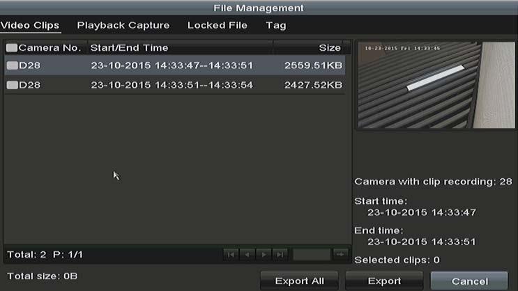 You may also select video clips in playback mode to export directly during Playback, using USB devices (USB flash drives, USB HDDs, USB writer), or SATA writer. Step 1 Enter Playback interface.
