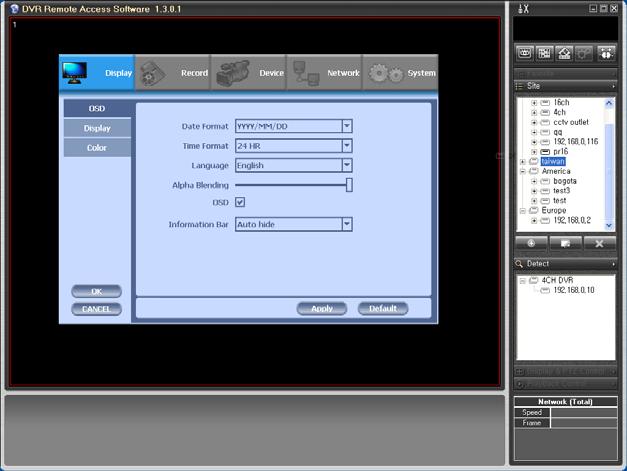 CH 5 Client Program 4-2-7. SETUP Remote setup of DVR You can change the preferences of the DVR remotely.