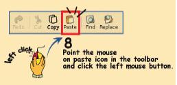 4. Paste the word: Point the mouse on paste icon in the toolbar and click the left mouse