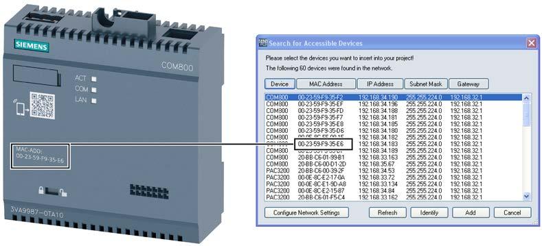 Connection, commissioning, operation 5.2 COM800 / COM100 breaker data server 5.2.3 Commissioning 5.2.3.1 First commissioning The COM800 / COM100 breaker data server can only be commissioned by means of powerconfig.