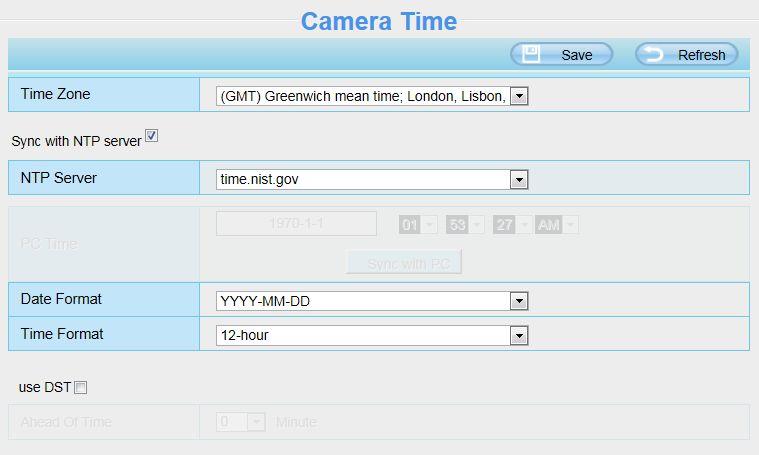 Choose the one that is closest to your camera. Sync with PC: Select this option to synchronize the date and time of the Network Camera with your computer.