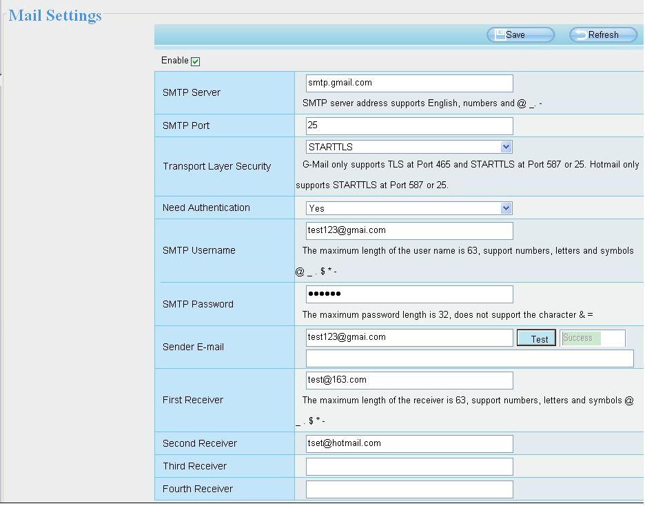 1----- SMTP Server/ Port /Transport Layer Security Enter SMTP server for sender. SMTP port is usually set as 25.