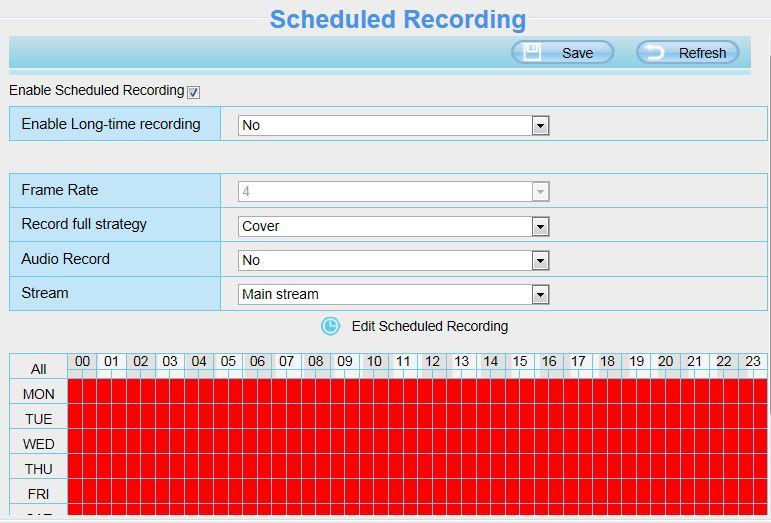 Figure 4.55 4.6.4 Scheduled Recording On the page you can configure the schedule record.