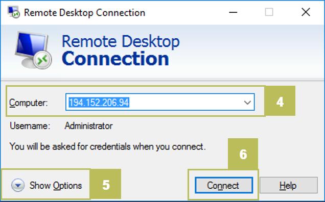 CLOUD SERVER: UPUTE ZA KORISNIKE 64 Slika 65: Spajanje pomoću Remote Desktop Connectiona 4.