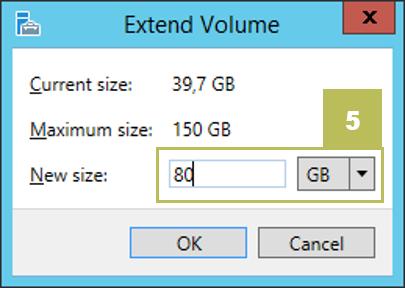 CLOUD SERVER: UPUTE ZA KORISNIKE 72 Slika 77: Unos veličine diska prilikom povećanja particije 5. Unesite novu veličinu diska. Ona mora biti veća od trenutne veličine diska.