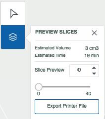 To preview a model The Preview workflow step in Print Studio slices the model into layers.
