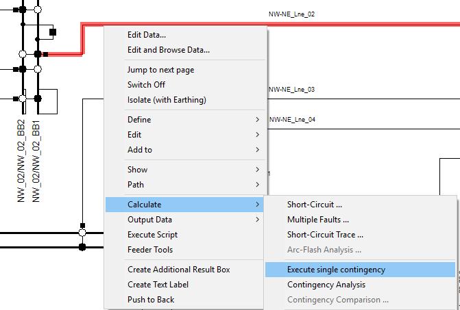 4.4 Contingency Analysis 4 ANALYSIS FUNCTIONS 4.4 Contingency Analysis 4.4.1 Contingency Analysis Execution from Graphic The ability to execute a contingency directly from a graphic has been enhanced in PowerFactory 2017.
