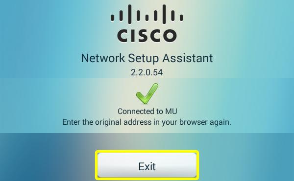 17. Click Exit to close the Network Setup