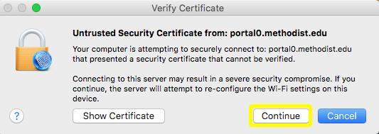 12. Click Continue to install the certificate. 13.