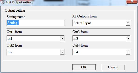 1 Output to 4 Outputs : Set current Output (where mouse right clicked) and the next x-1 ( x range is from 1 to 4, set total x Outputs at the same time ) Output(s) from same Input Port to Port: