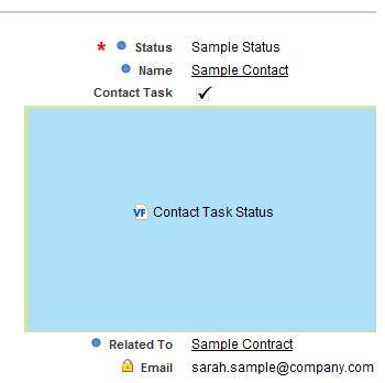 8. After placing the Contact Task Status control on the layout, a couple of the properties must be updated.