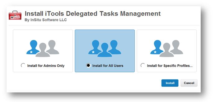 The other disadvantage is if, in the future, you request InSitu Software to push a new version of Delegated Tasks Management into your Salesforce org, any new resources (tab, custom objects, custom
