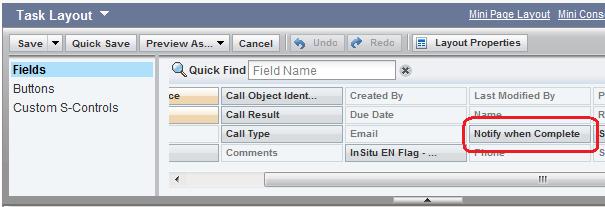 4. Locate the Notify When Complete field in the list of fields at the top of the page.