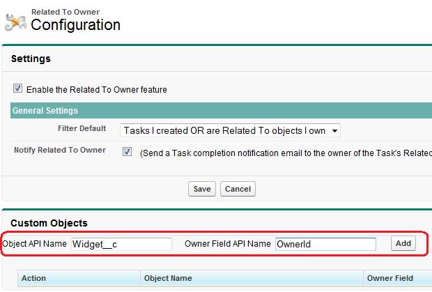 Support for Custom Object Tasks The Related To Owner feature works with all of the standard Salesforce objects that support activities.