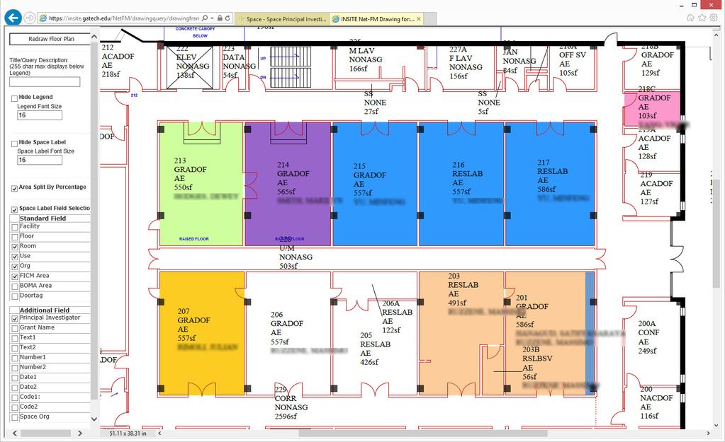 Principal Investigator Query & Floor Plan Display (continued) The floorplan now displays the PI names.