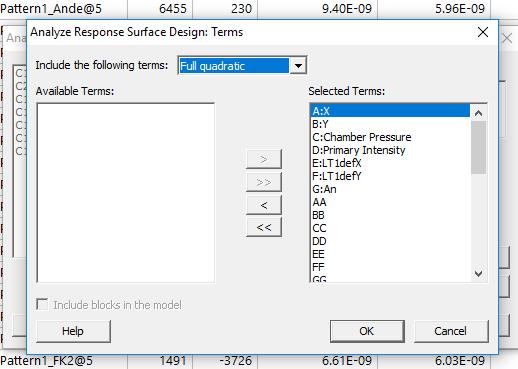 Select the initial model Terms.