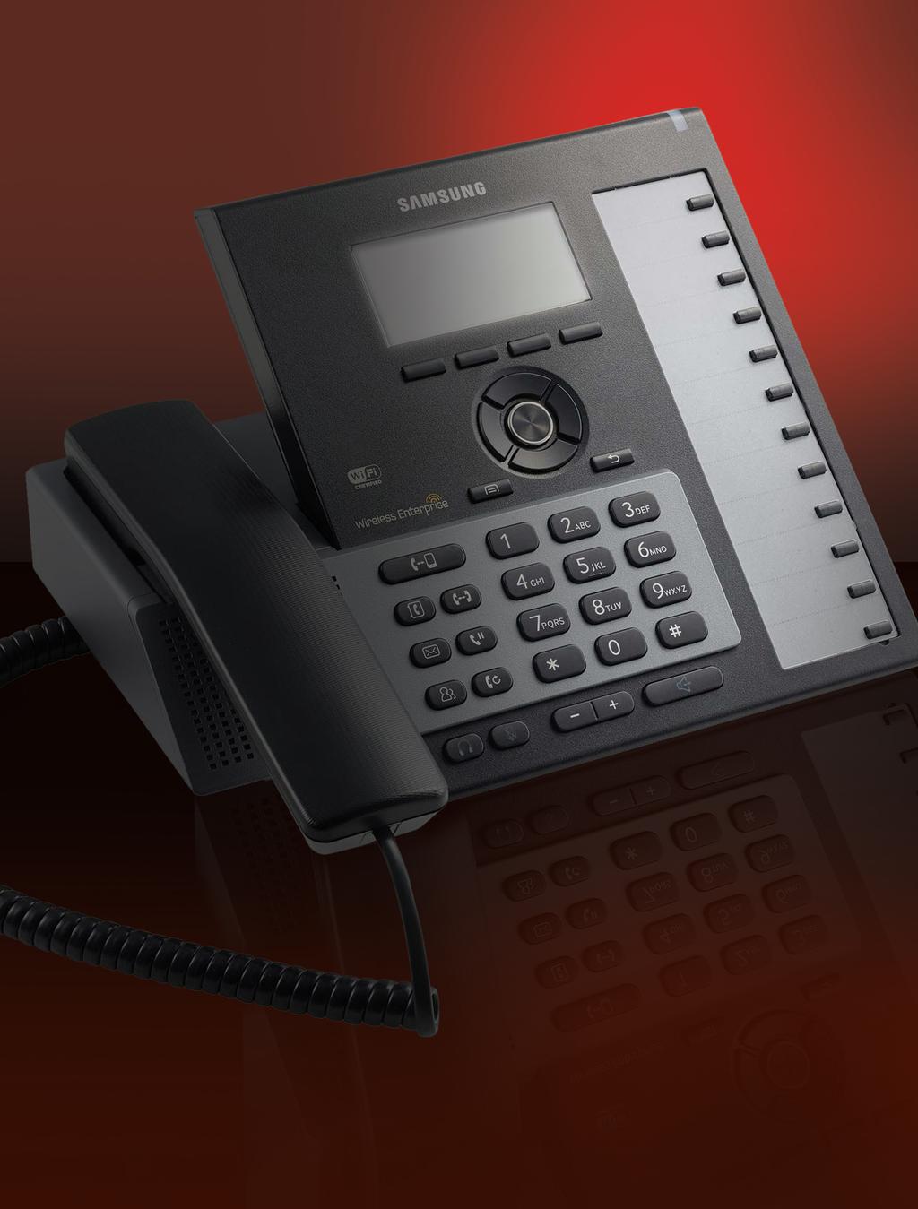 Samsung IP Phones All models in the 6000 series feature wired network connectivity and an ergonomic design including: A distinctive floating handset.
