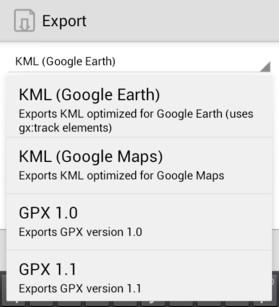For now, click KML (Google Earth). 4. Select the SD card icon to manually select your desired location of the file. 5. Click this icon to Save. Exporting/Saving Tracks 1.