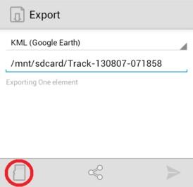 3. If you want to export the previous track you recorded, select Tracks icon and choose the desired track. Click the Options button and select Export. The Tracks icon looks like this: 4.