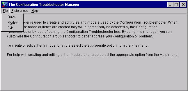 Display 22. Accessing the Configuration Troubleshooter Manager In the next window, select File Rules, as shown in Display 23,